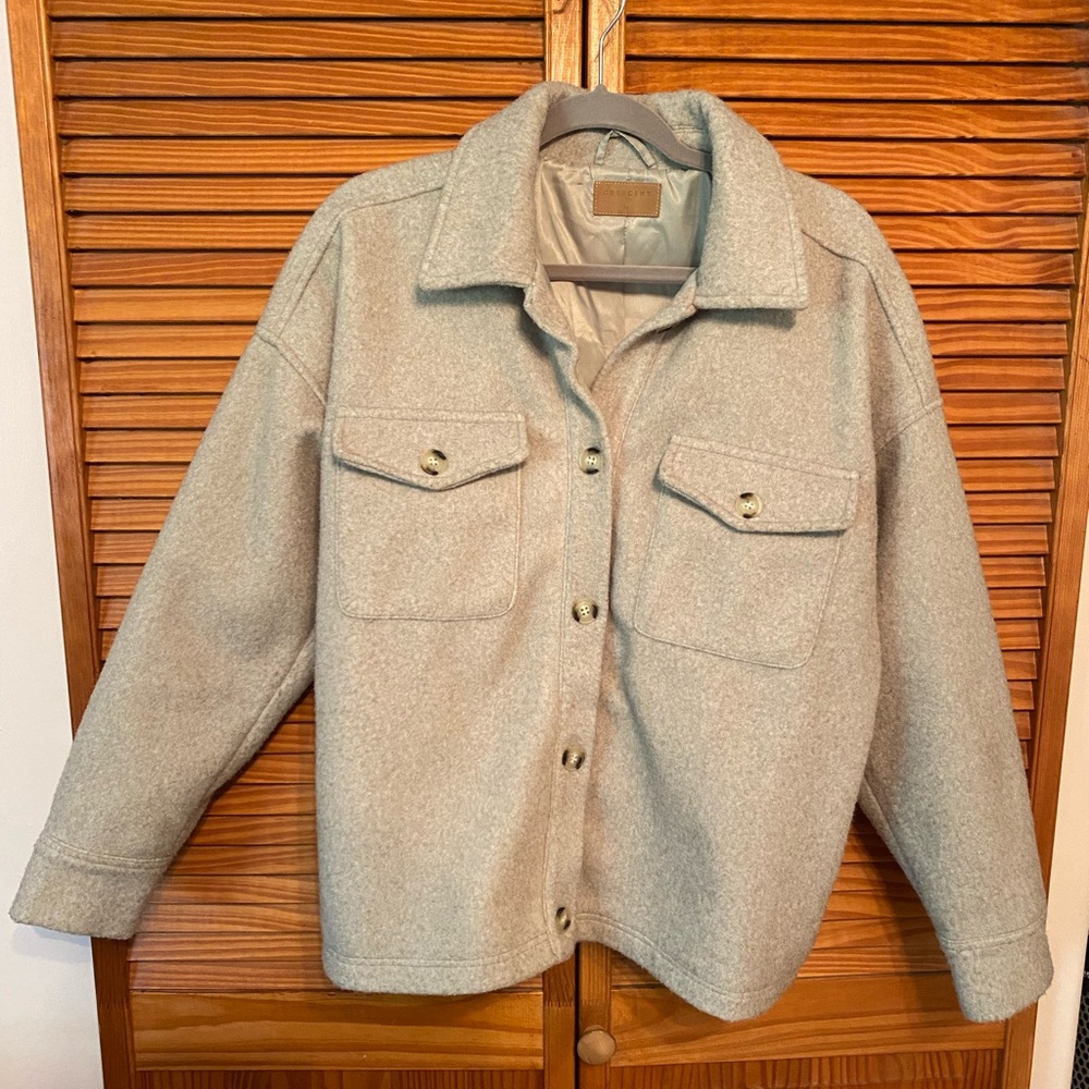 Crescent Sage Green Boyfriend Shacket